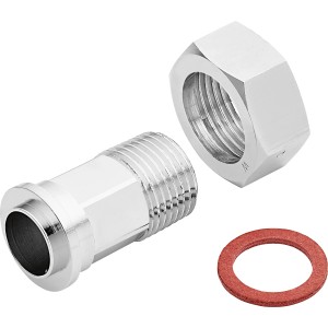 Wasserzählerverschraubung, verchromt, mit Dichtung. Zubehör für Wasserzähler.