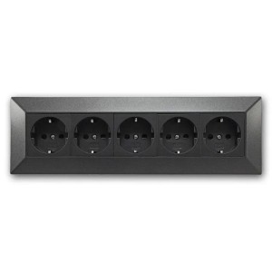 ChiliTec 5-Fach Aufbau Steckdosenblock Anthrazit 250V 16A