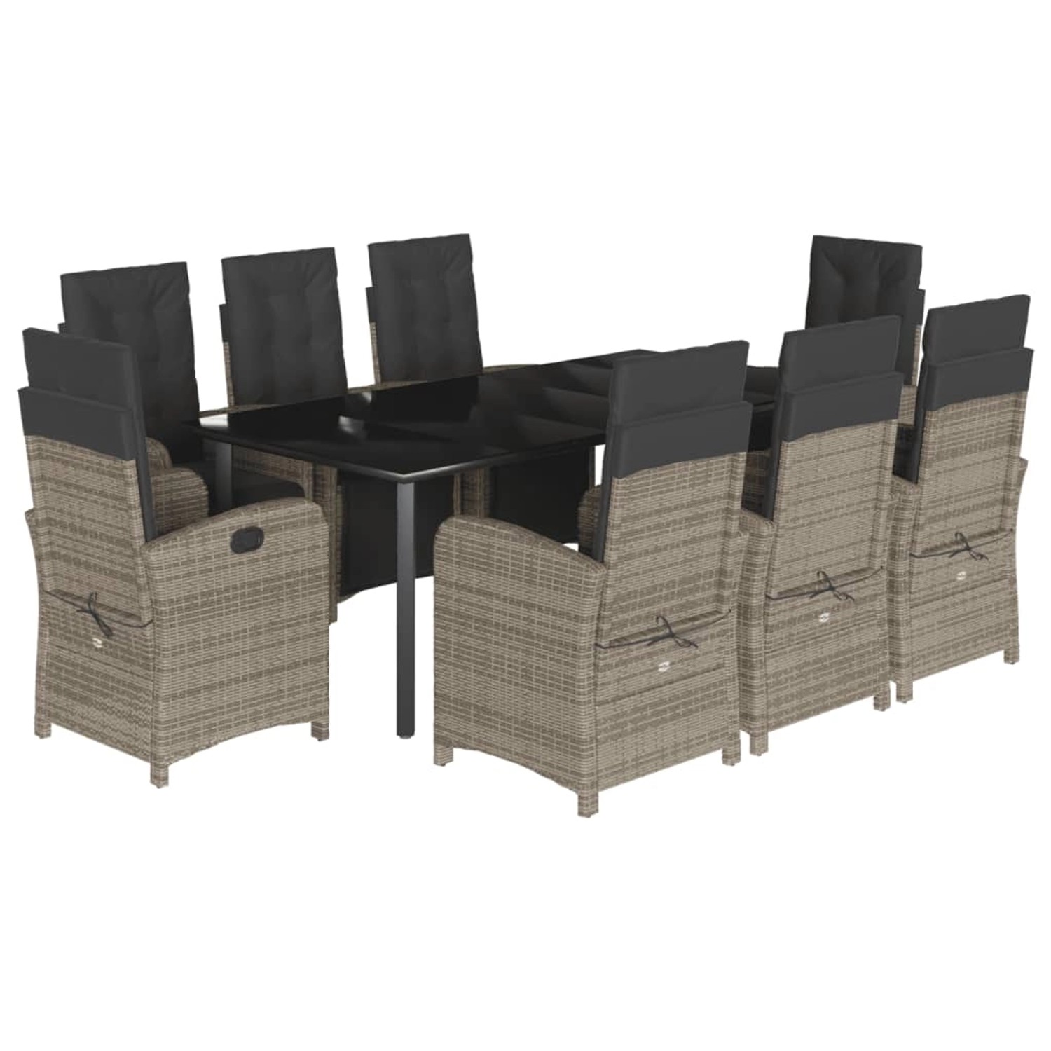vidaXL 9-Tlg Garten-Essgruppe mit Kissen Grau Poly Rattan 3212569 günstig online kaufen