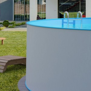Planet Pool Stahlwandpool, rund, 350x120cm, weiße Stahlwand, blaue Folie mit Einhängebiese.