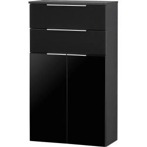 Fackelmann Bad-Hängeschrank Kara, anthrazit, 61 cm breit, mit zwei Schubladen und zwei Türen.