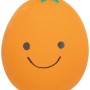 Orangefarbenes Jollypaw Latex Spielzeug, 10 cm, mit aufgedrucktem Gesicht.