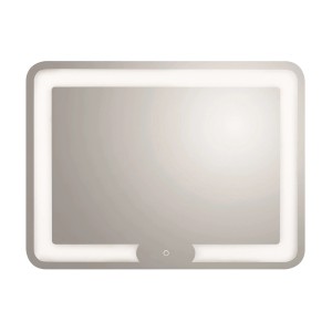 Rechteckiger LED-Leuchtspiegel (80x60 cm) mit Farbwechsel für Bad oder Gäste-WC.