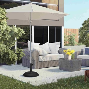 Furnicato Schirmständer, 25 kg, schwarz, mit Sonnenschirm auf Terrasse.