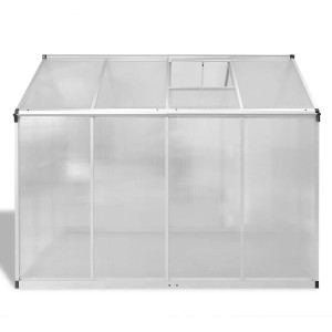 furnicato Gewächshaus mit Fundament, 4,6 m², Aluminiumrahmen und Polycarbonatplatten.