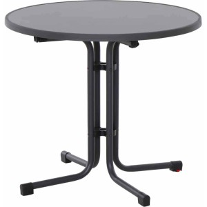 Runder, anthrazitfarbener Siena Garden Klapptisch Paco, Ø 80 cm. Gartentisch mit Stahlrahmen und Klappfunktion.