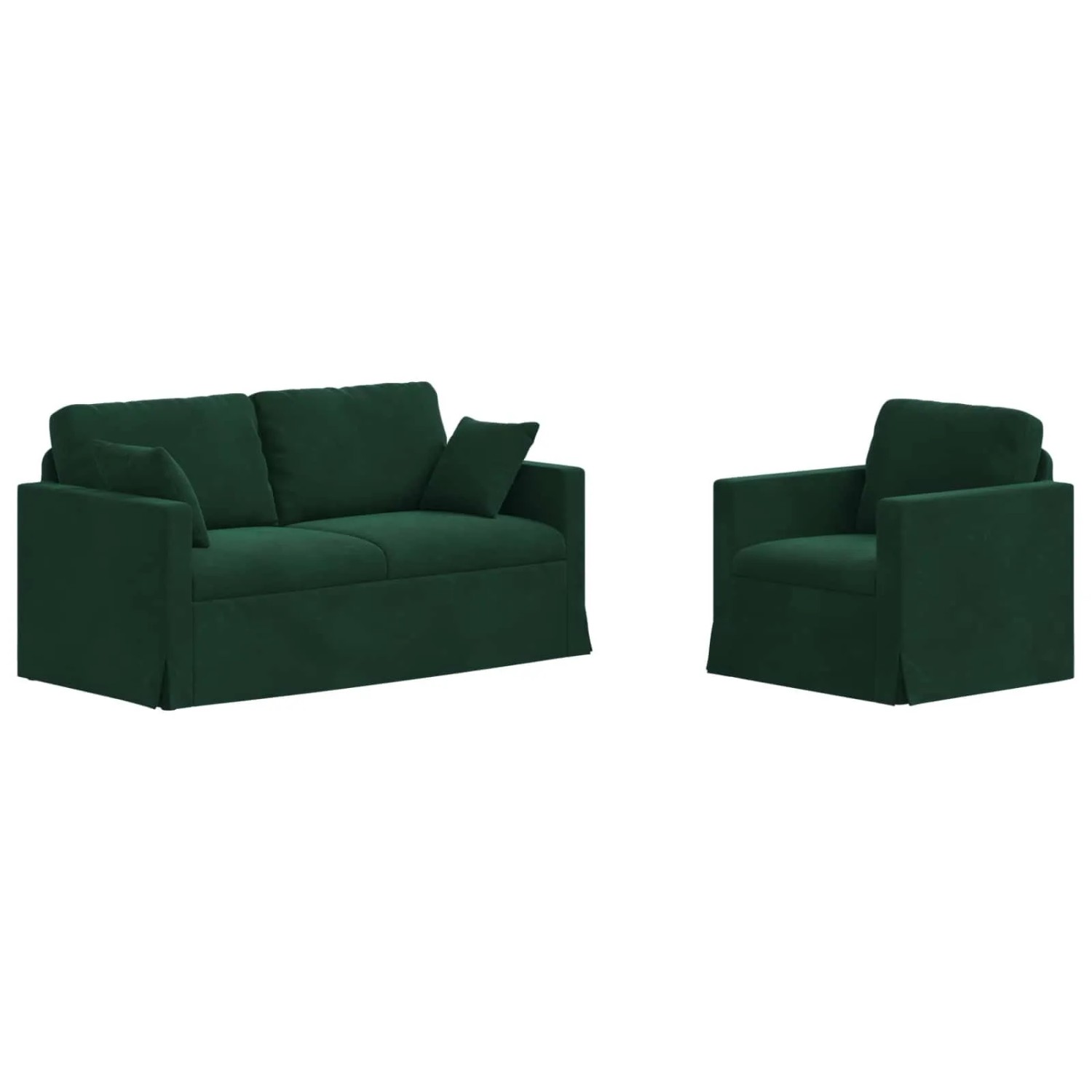 vidaXL Sofa 2-Tlg Dunkelgrün 158 x 78 x 80 cm Samt 3407553