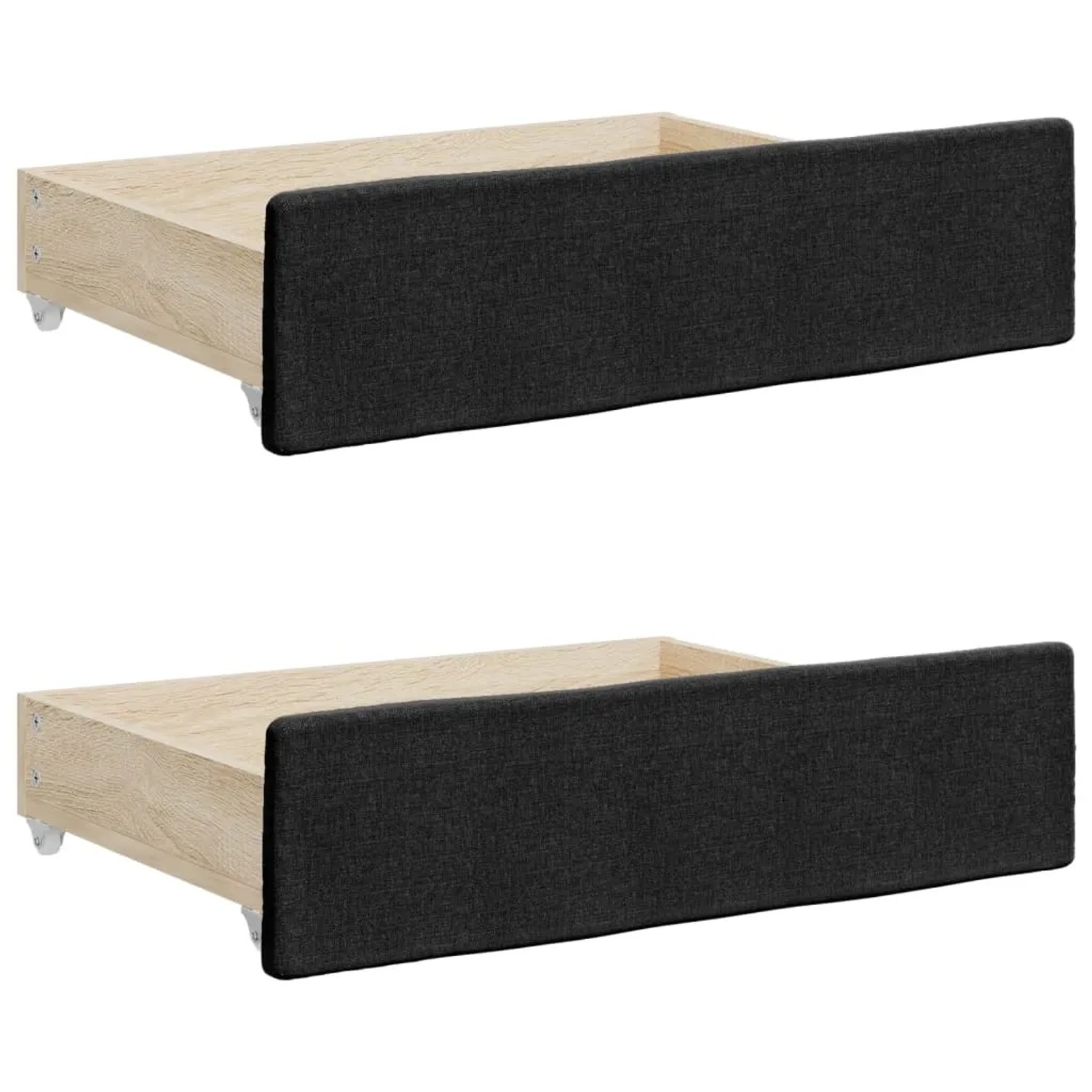 Zwei Schubladen für vidaXL Tagesbett, schwarz, mit Stoffbezug und Rollen.