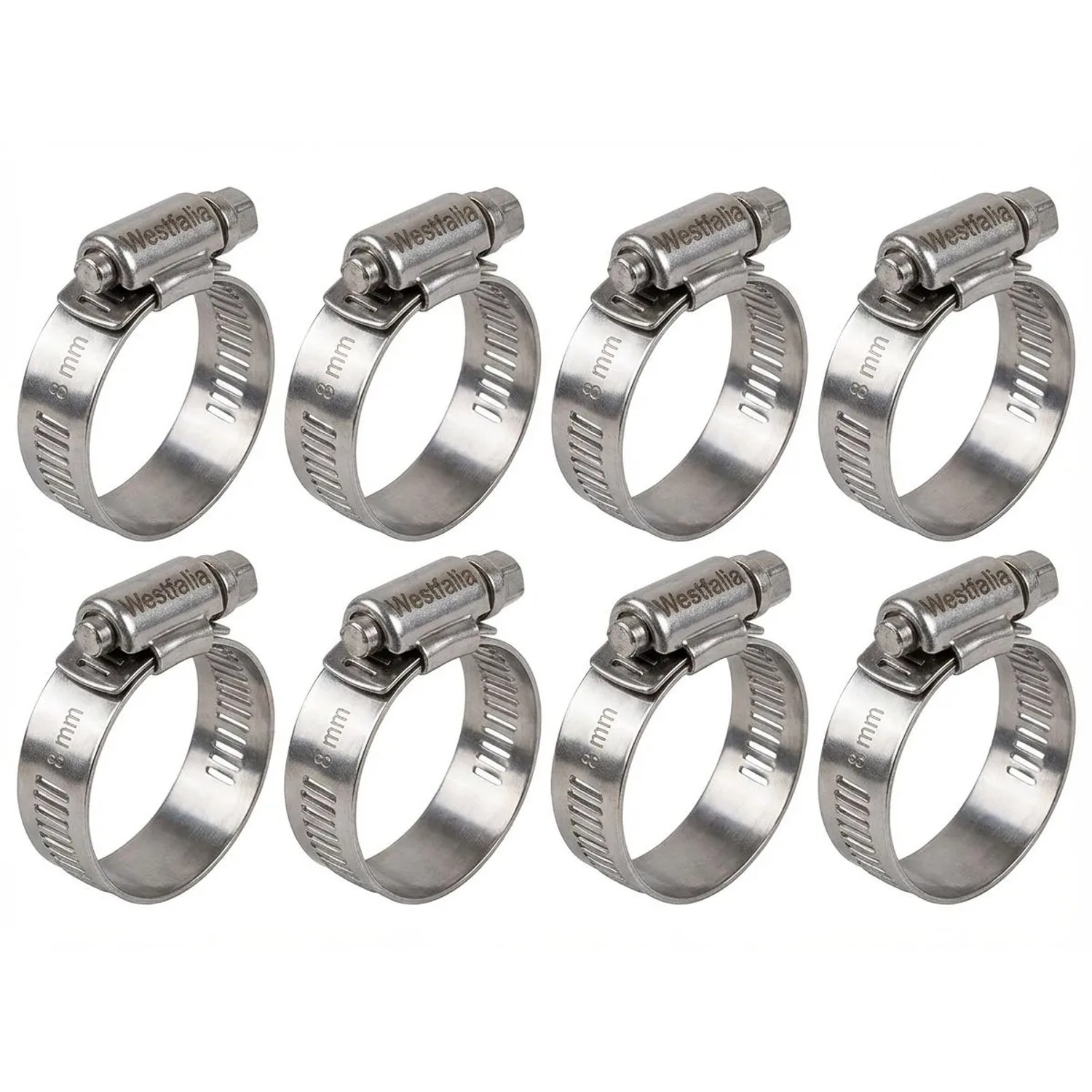 Westfalia Schlauchklemmen-Set 8 Teile Edelstahl 8 mm
