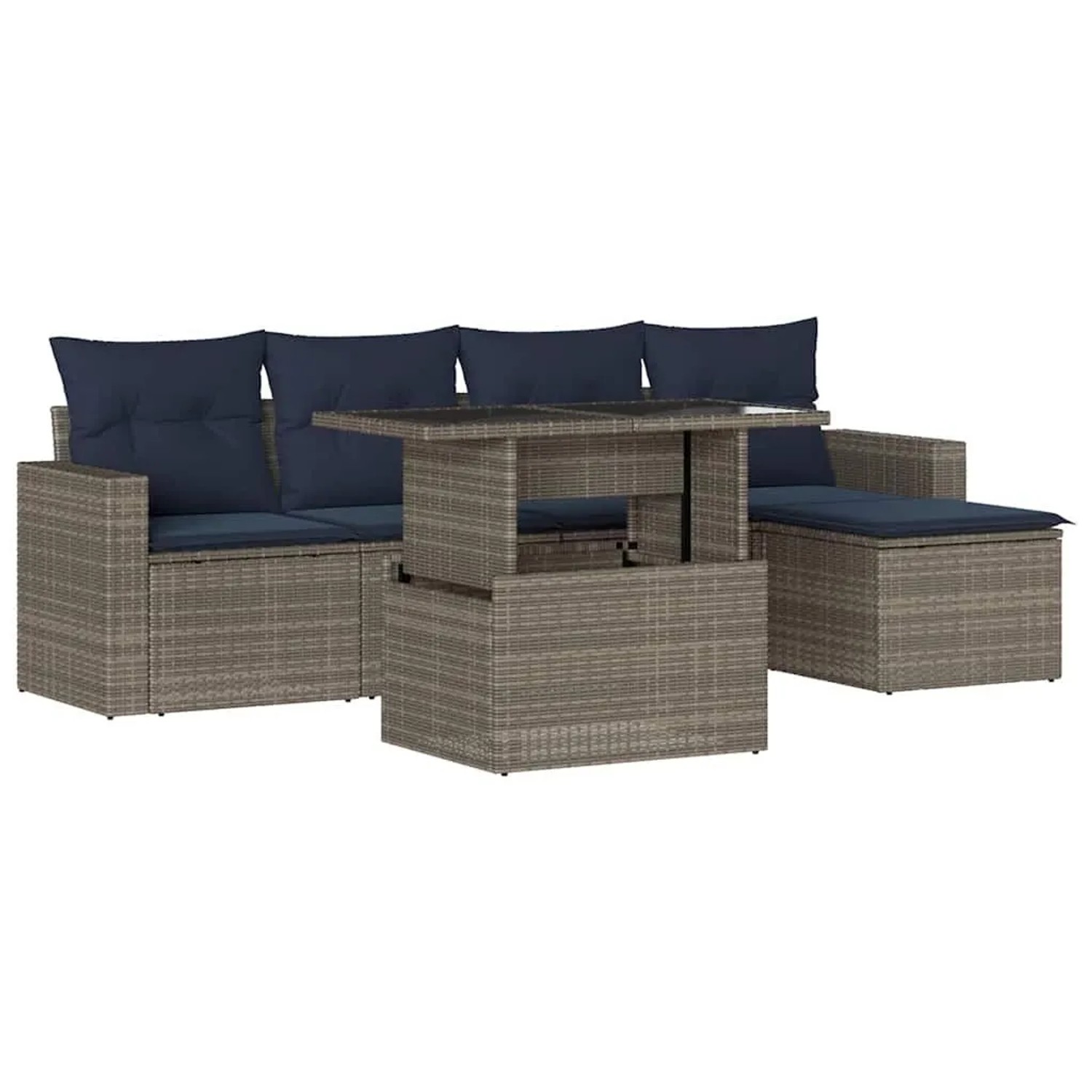 vidaXL 6-Tlg Gartensofa-Set mit Kissen Grau Polyrattan 3267241 günstig online kaufen
