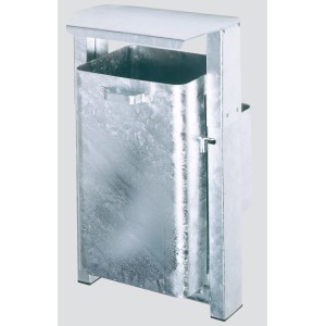 PROREGAL Klassischer Eckiger Abfallsammler Für Außenbereich Mit Dach Wand Oder Rohrbefestigung HxBxT 69 x 42 x 35 cm Feuerverzinkt