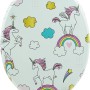 Sanfino WC-Sitz Unicorns: Toilettendeckel mit Einhörnern und Absenkautomatik aus Holz.