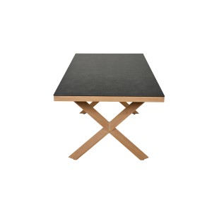 Rechteckiger Siena Garden Gartentisch aus Teakholz, 90x200 cm, mit modernem X-förmigen Untergestell.