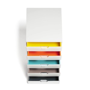 Durable Schubladenbox A4 Varicolor mit 5 bunten Fächern zur Büro- und Schreibtischorganisation.