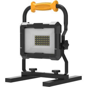 LED-Baustrahler mit Akku-Kompatibilität, 20W, 2000lm, schwarz, mit Tragegriff.