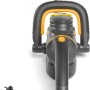 Stiga Elektro-Heckenschere HT 106c, 600W, 55cm Schnittlänge, graues Gehäuse mit gelben Akzenten.