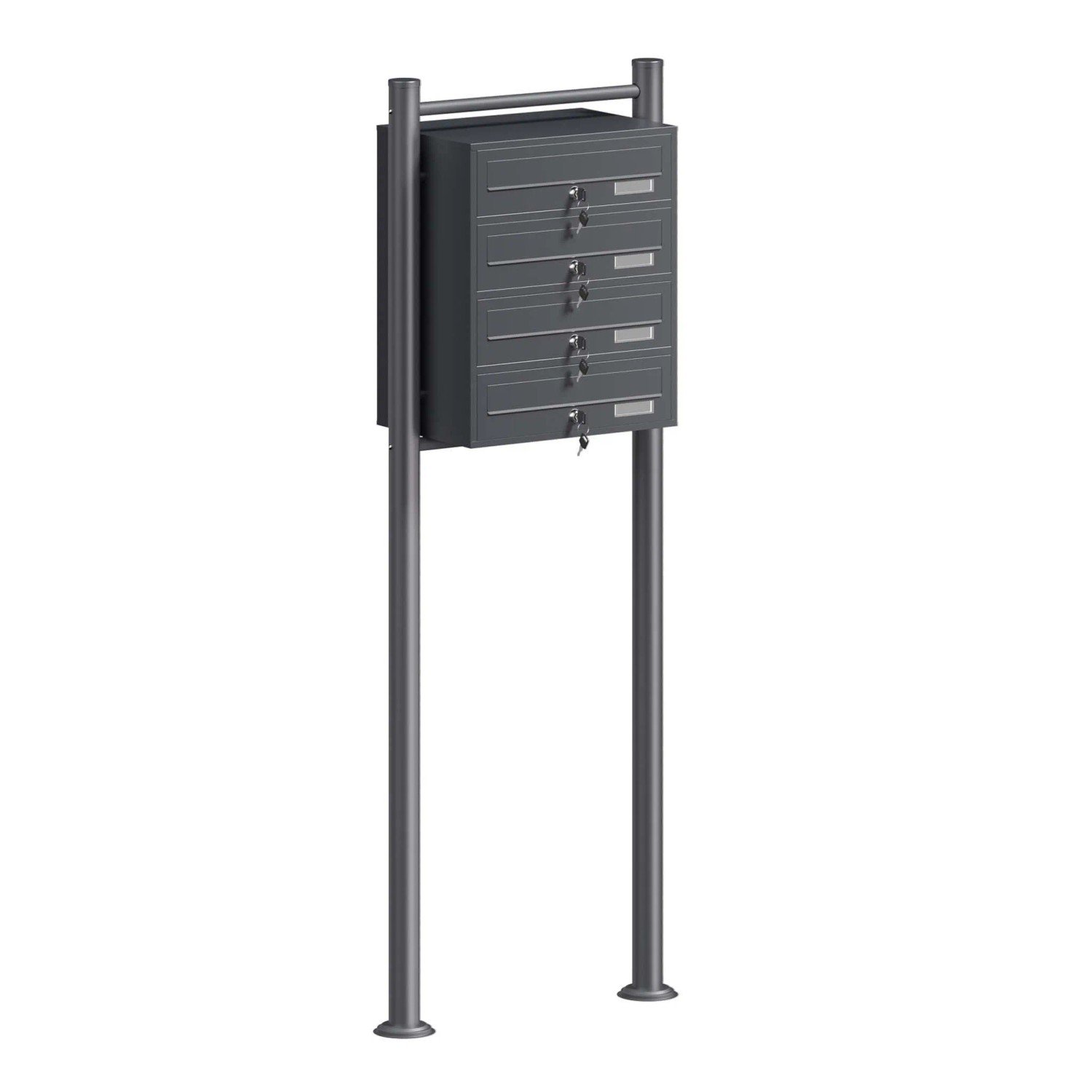 Wiltec 4Er Briefkastenanlage Anthrazit 556X270X1500Mm Standbriefkasten Post