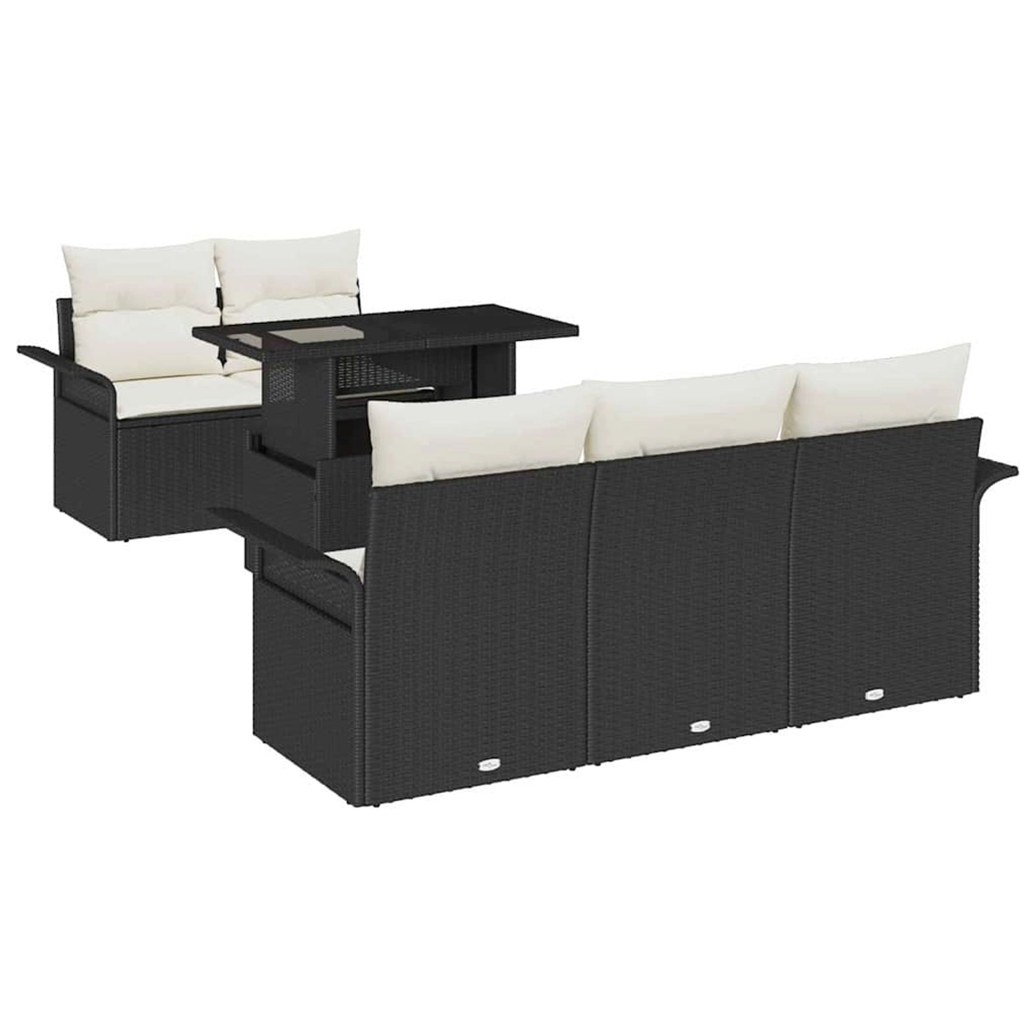 vidaXL Garten-Sofa-Set mit Kissen 6-Tlg Schwarz Poly Rattan 3348193 günstig online kaufen