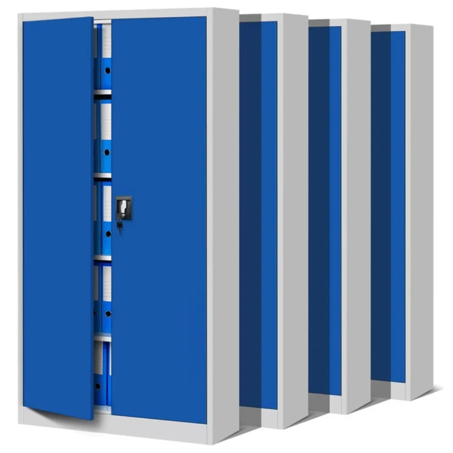 JAN NOWAK Aktenschrank Abschließbar 4er Set JAN 185 x 90 x 40 cm Grau-Blau