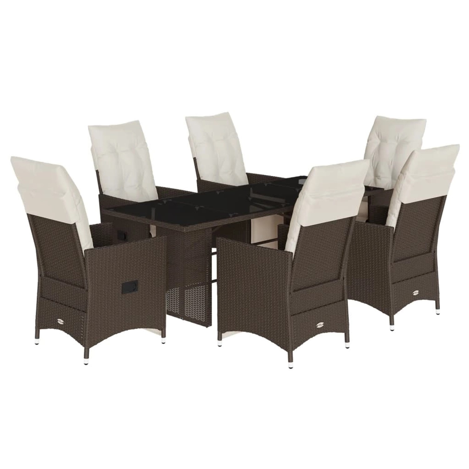 vidaXL 7-Tlg Garten-Bistro-Set mit Kissen Braun Poly Rattan 3276921