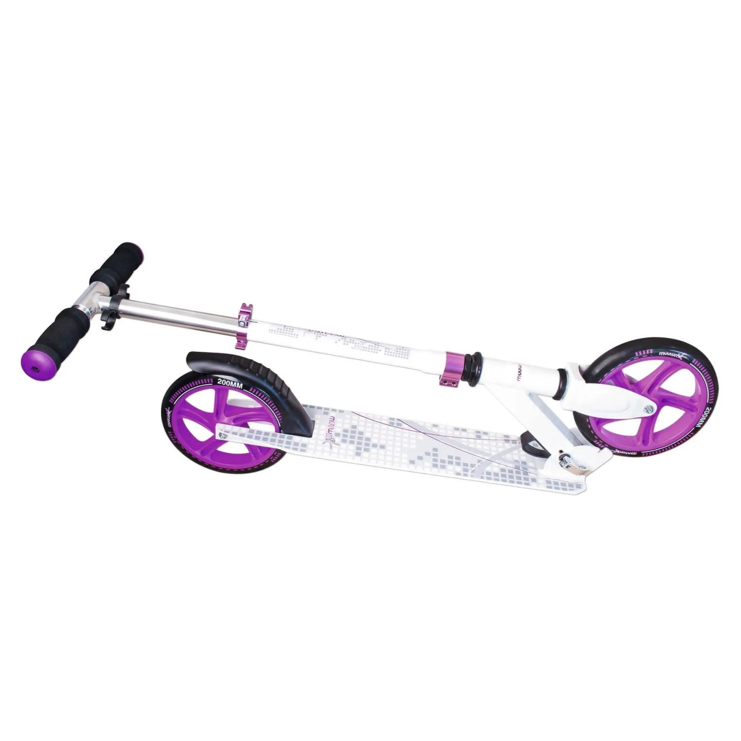 Muuwmi Aluminium Tretroller 200 mm ABEC 5 Höhenverstellbar Weiß