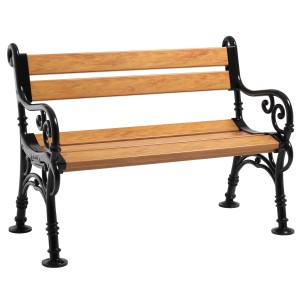 Blome-Tillmann 2er Gartenbank Linderhof in Holzoptik mit schwarzem Gestell.