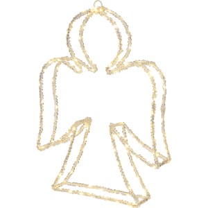 Silberfarbener LED-Engel (45 cm) für Weihnachten, warmweißes Licht, für Innen & Außen.