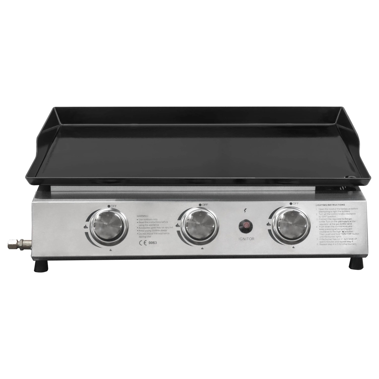 Justus BBQ Grill Plancha 3 Brenner Edelstahl / Schwarz