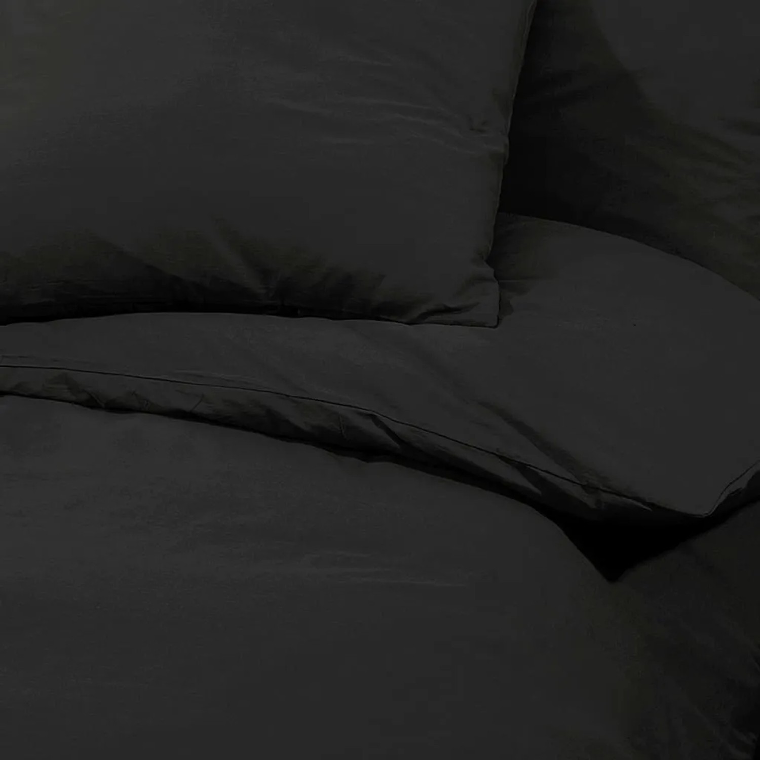 Schwarzes vidaXL Bettwäsche-Set (200x200 cm) aus Baumwolle mit Kissenbezügen.