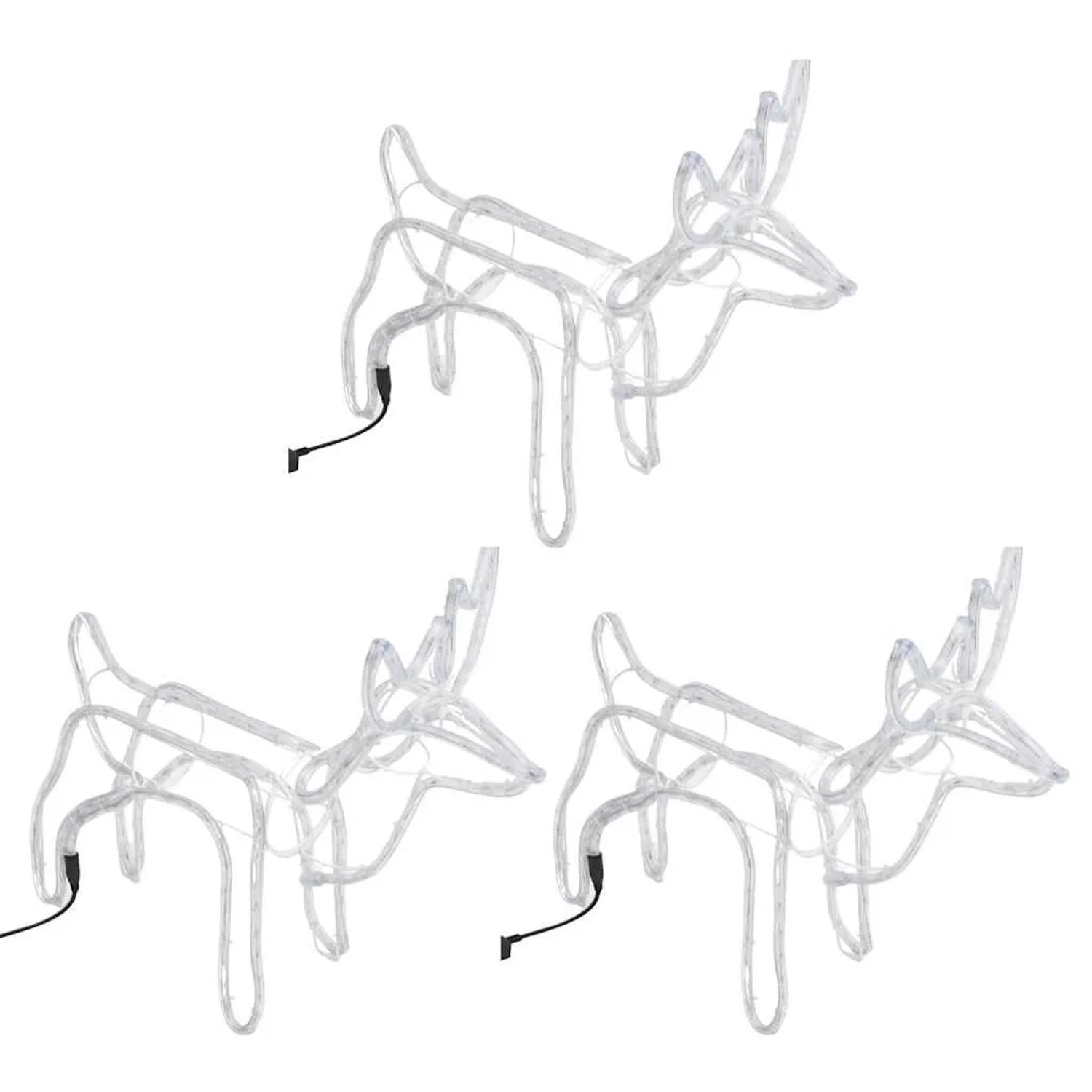 vidaXL Rentier-Silhouetten 3 Stk Kaltweiß 60x30x60 cm 3154316