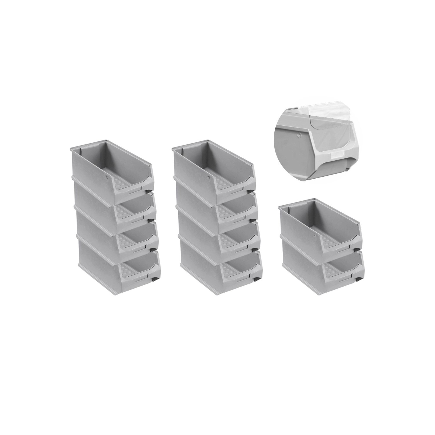 SparSet 10 x Graue Sichtlagerbox 4.0 Mit Abdeckung HxBxT 15 x 20 x 35 cm 7,2 Liter Sichtlagerbehälter Sichtlagerkasten