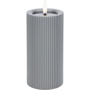 Solar-LED-Dekokerze Ø 7,5 cm x 15 cm Grau