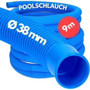Blauer, flexibler 9 m Poolschlauch, formstabil und teilbar.