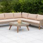 2-teilige Garten Eckbank-Gruppe Pamplona in Natur mit Polyrattan und Akazienholz.