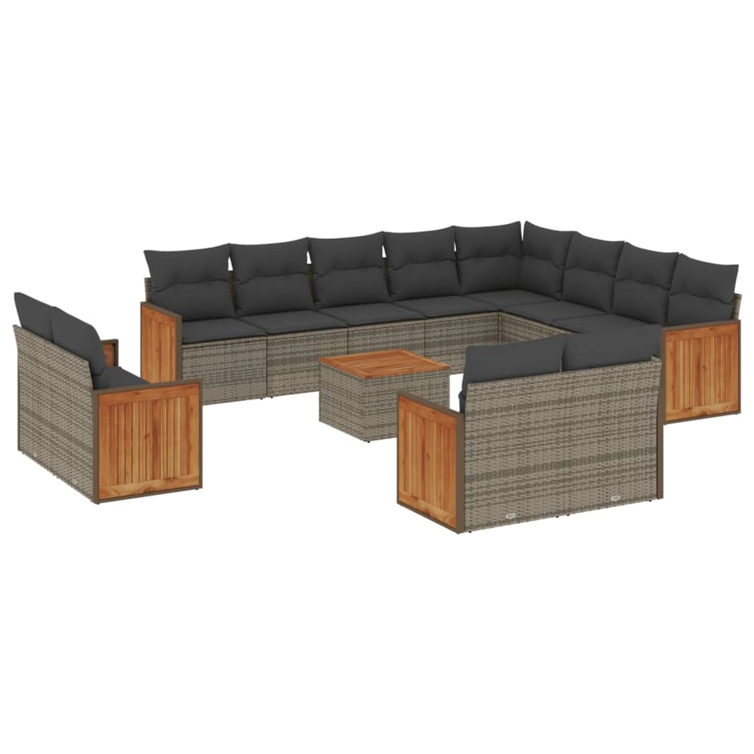 vidaXL 13-Tlg Garten-Sofagarnitur mit Kissen Grau Poly Rattan 3228202 günstig online kaufen