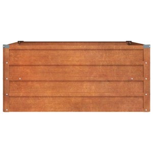Rechteckiges, rostfarbenes vidaXL Hochbeet aus Cortenstahl, 100x100x45 cm.