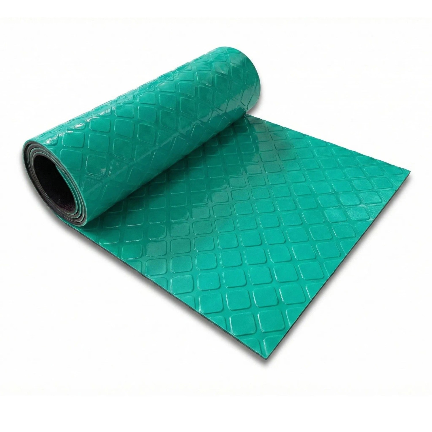 Floordirekt PVC-Bodenbelag Check Quadra Rutschfest Quadrat-Optik Grün 110 x 400 cm