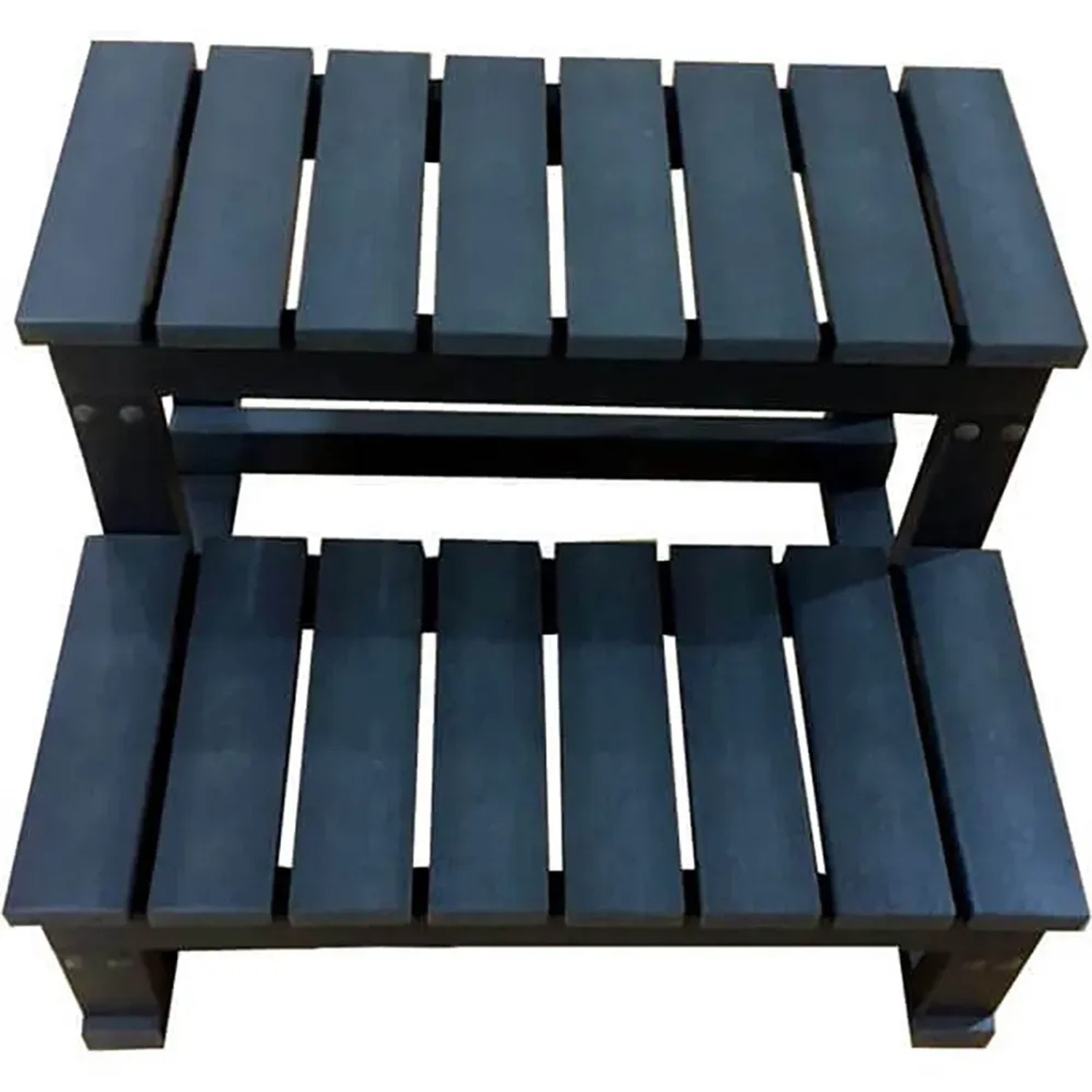 Anthrazitfarbene Home Deluxe Whirlpool-Treppe Beach, 2-stufig, aus WPC.