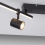 Schwarze Paul Neuhaus LED-Deckenleuchte Barik mit vier schwenkbaren Spots und LED-Leiste.