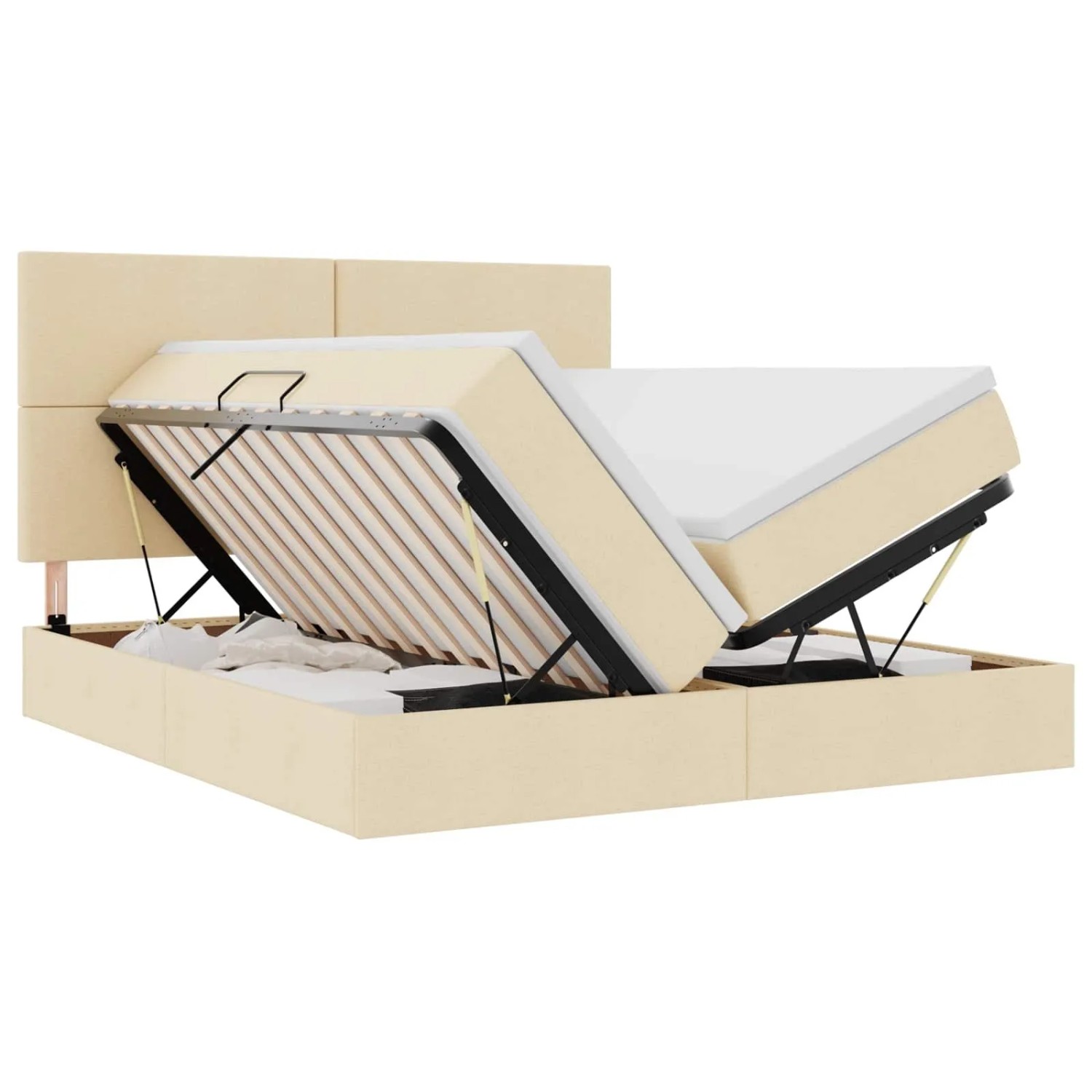vidaXL Aufbewahrungsbett mit Matratze Creme 180 x 200 cm Kunstleder 3372189