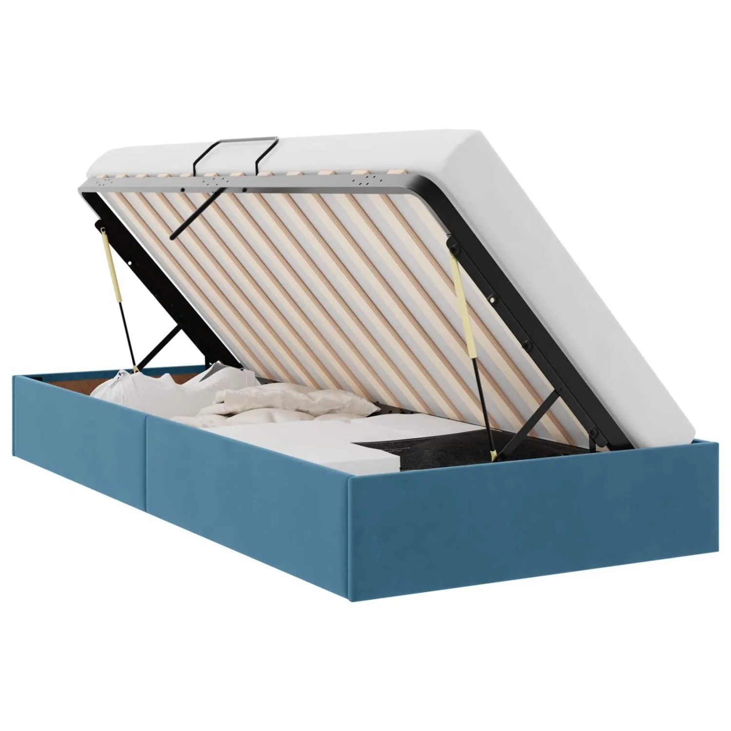 vidaXL Aufbewahrungsbett mit Kopfteil Dunkelblau 100 x 200 cm Samt 3442866