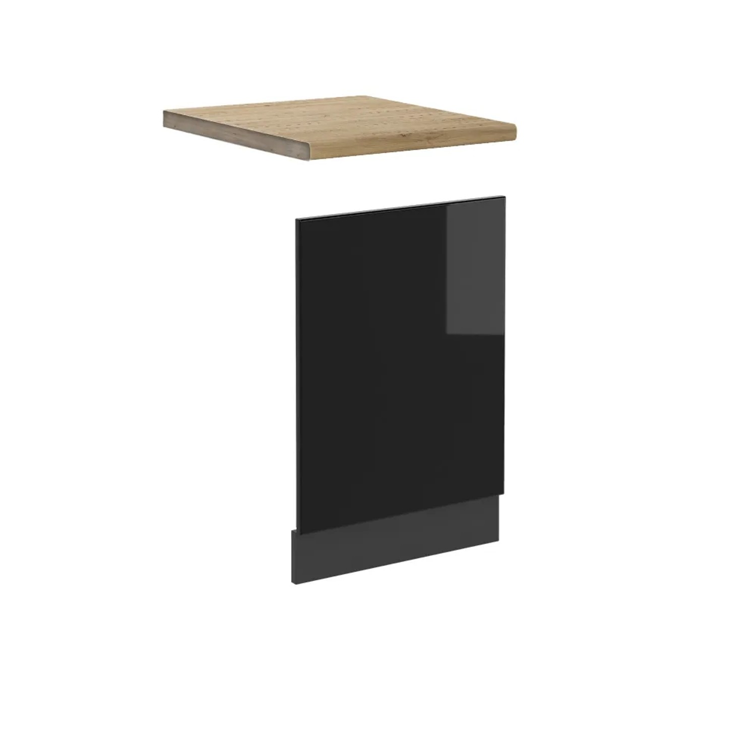 Vicco Frontblende R-Line Geschirrspüler Fronttür Schwarz Hochglanz/Anthrazit 45 cm AP Eiche