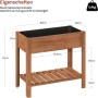 Braunes WOLTU Hochbeet aus Holz, 80x75x40 cm, mit schwarzem Pflanzkasten und Lamellen-Ablageboden.