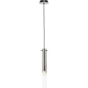 Schwarze, matte Brilliant Pendelleuchte Glasini mit Rauchglas, Ø 14,5 cm.