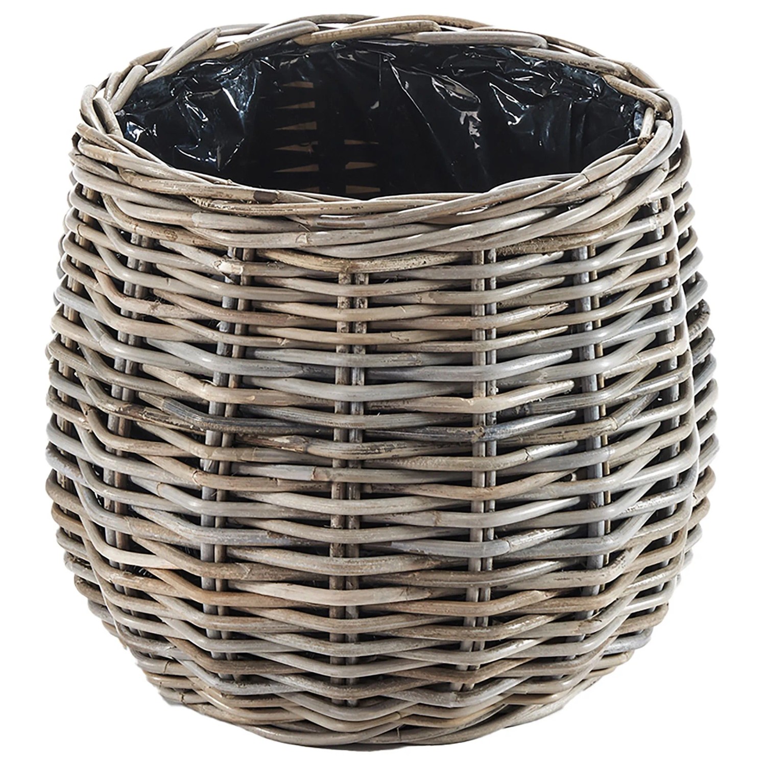Kobolo Pflanzkorb Übertopf FIORA aus Rattan mit Folie Kubu Grey