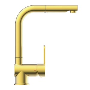 Moderne goldene Schütte Spültischarmatur London mit herausziehbarem Auslauf und Einhebelmischer.