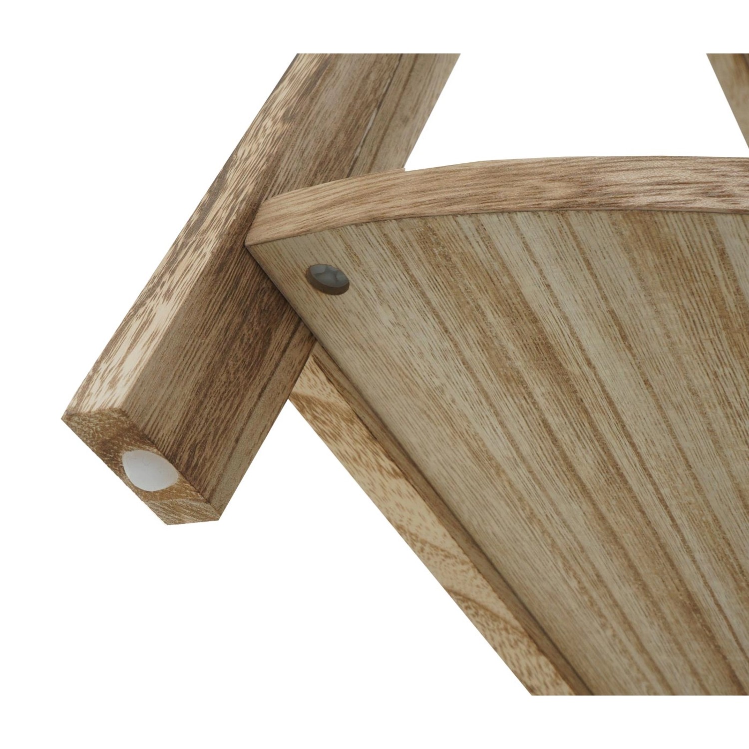 Detailaufnahme: Naturbraunes MCW Eckregal K44 Wandregal mit Holzstruktur und Fußbodenschoner.