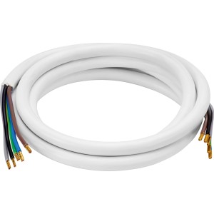 Weißes Herdanschlusskabel H05VV-F, 5 m, für den sicheren Anschluss von Elektroherden.