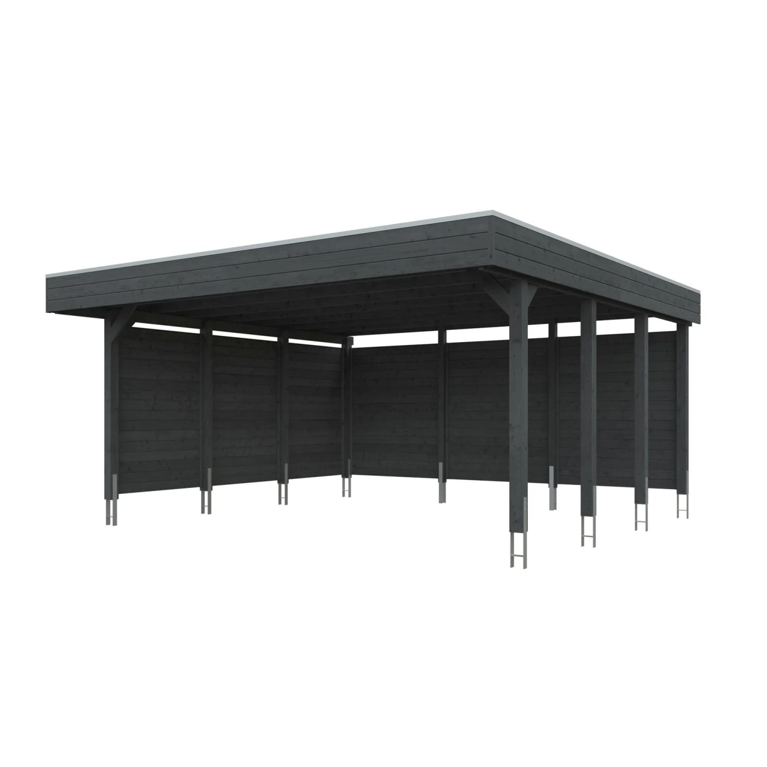 Skan Holz Carport-Set Friesland C 546 cm x 555 cm Schiefergrau