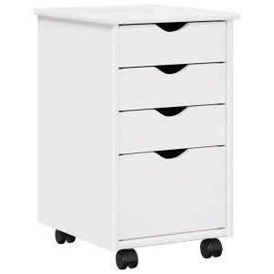 vidaXL Rollschrank Mit Rad Weiß 34 x 39 x 56 cm Massives Kiefernholz 42028341